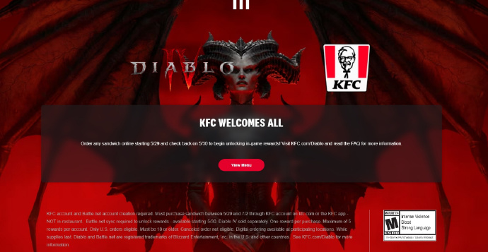 《暗黑4》再次联动KFC，活动已在美国地区推出