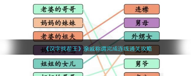 《汉字找茬王》亲戚称谓完成连线通关攻略