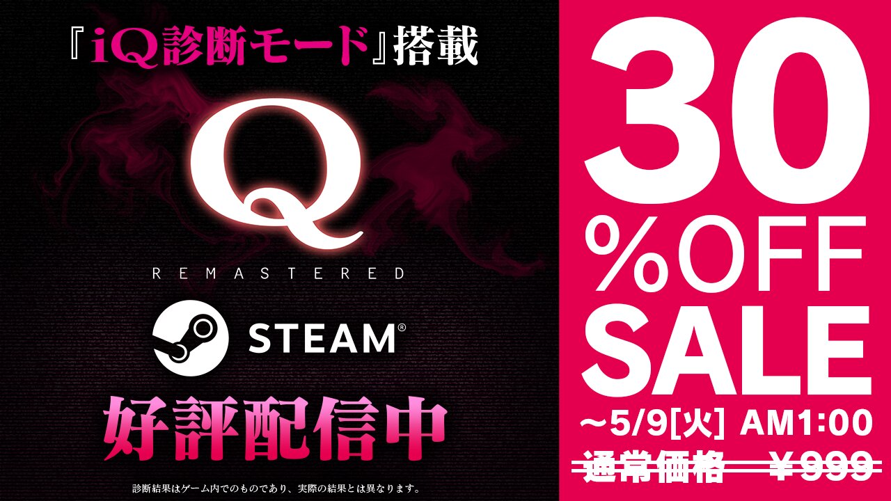 《Q REMASTERED》Steam版已发售，新增“IQ测试”功能